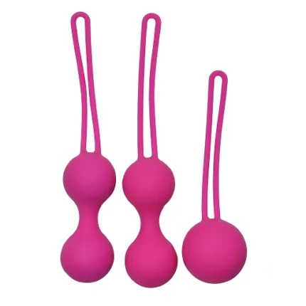 Set de bile vaginale Kegel din silicon, roz, în 3 mărimi