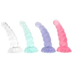 Dildo Twisted din TPE cu ventuză, formă spiralată cu relief pronunțat