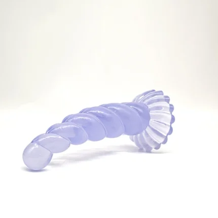 Dildo Twisted din TPE, varianta violet, cu ventuză, vedere laterală