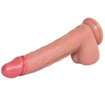 Dildo vibrant realist în culoare naturală, cu ventuză, vedere laterală
