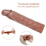 Manșon realist pentru penis, cu nervuri care amplifică senzațiile