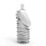 Manșon texturat pentru penis în varianta transparentă, vedere frontală
