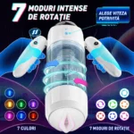 Masturbator automat Astronaut cu 7 moduri de rotație și lumini LED în 7 culori