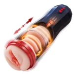 Masturbator automat cu sucțiune și mișcare telescopică, negru