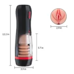 Masturbator automat cu dimensiuni afișate: 12,2 inch lungime și orificiu de 2,9 inch