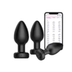 Plug anal vibrant din silicon negru, cu bază lată și buton de control