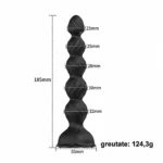 Stimulator anal cu bile, negru: de la 2,3 la 3,2 cm, lungime 18,5 cm, bază de 5,5 cm
