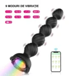 Stimulator anal cu bile, cu 9 moduri de vibrație