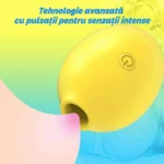 Stimulator clitoris Lemon galben cu buton, tehnologie avansată cu pulsații pentru senzații intense