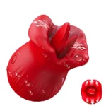Stimulator pentru clitoris Rose cu limbă mobilă și vibrații, roșu
