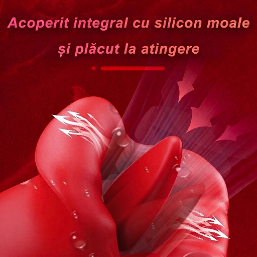 Stimulator pentru clitoris cu limbă mobilă, acoperit integral cu silicon moale
