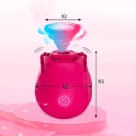 Stimulator clitoris Rose Mini – planșă cu dimensiuni: 42 mm lățime și 55 mm înălțime