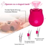 Stimulator clitoris Rose Mini – operare cu o singură tastă pentru pornire și schimbarea modurilor