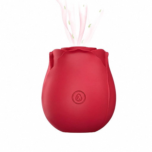 Stimulator de clitoris Rose Mini roșu, în formă de trandafir, cu pulsații de aer