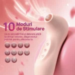 Stimulator clitoris și sfârcuri cu 10 moduri de stimulare prin sucțiune, pictograme ilustrate