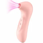 Stimulator de clitoris și sfârcuri cu pulsații de aer, roz, vedere frontală