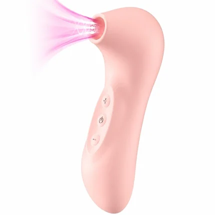Stimulator de clitoris și sfârcuri cu pulsații de aer, roz, vedere frontală