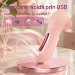 Stimulator clitoris și sfârcuri conectat la cablu USB pentru încărcare rapidă oriunde