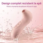 Stimulator clitoris și sfârcuri complet rezistent la apă, fotografiat printre stropi de apă