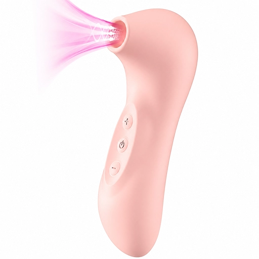 Stimulator de clitoris și sfârcuri cu pulsații de aer, roz, vedere frontală
