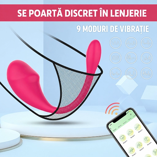 Vibrator purtabil discret în lenjerie, cu 9 moduri de vibrație