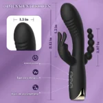 Vibrator Rabbit 3 în 1 – dimensiuni 20,9 cm, cap 3,5 cm, cu butoane de control