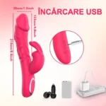 Vibrator Rabbit – dimensiuni 21,4 cm lungime, cap 3,8 cm, încărcare USB