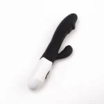 Vibrator rabbit cu cap realist, varianta neagră