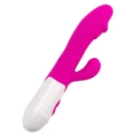 Vibrator rabbit realist roz, cu cap texturat și braț pentru clitoris