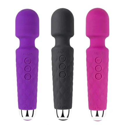 Baghetă de masaj wand cu 20 de moduri, disponibilă în mov, negru și roz