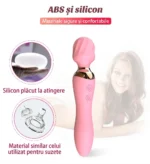 Vibrator wand cu cap dublu din silicon și ABS, materiale sigure și confortabile