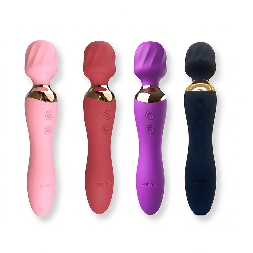 Vibrator wand cu cap dublu, cu finisaj auriu la mijloc