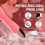 Vibrator cu limbă realistă, reîncărcabil prin USB de la laptop, priză, baterie externă sau încărcător auto