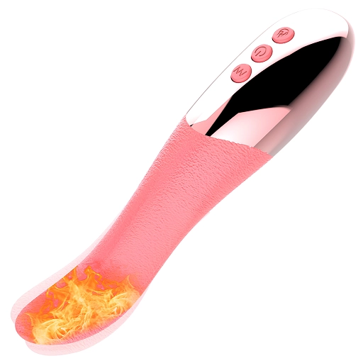 Vibrator roz cu limbă realistă, cu funcție de încălzire