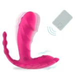 Vibrator purtabil roz cu trei brațe și telecomandă wireless