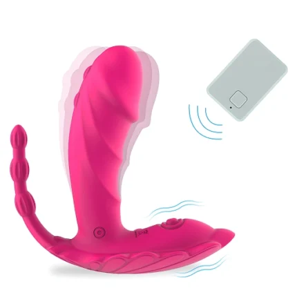Vibrator purtabil roz cu trei brațe și telecomandă wireless