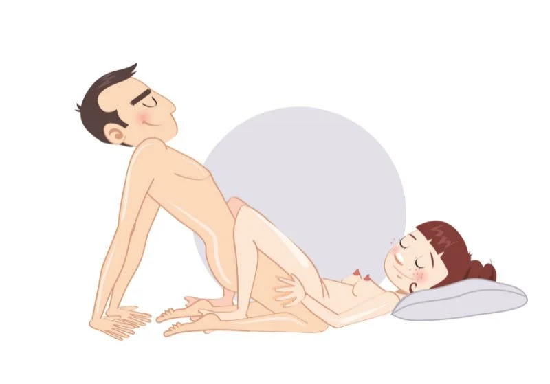 Bazinul ridicat, cu el sprijinit pe mâini — poziție sexuală ilustrată, dificultate ușoară