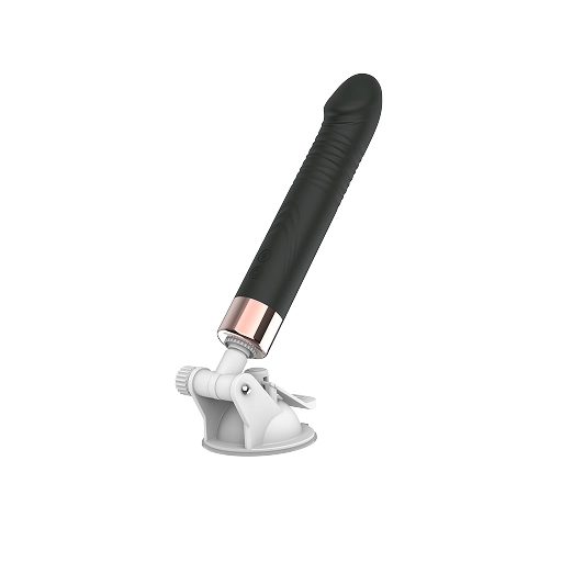 Dildo cu suport reglabil văzut din lateral, cu articulația și rotița suportului