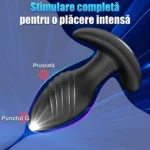 Capul dopului cu striații spiralate și baza în formă de T, cu zonele de stimulare marcate pe un fundal albastru
