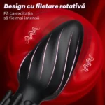 Prim-plan cu capul dopului anal și șanțurile fine în spirală de pe suprafața lui