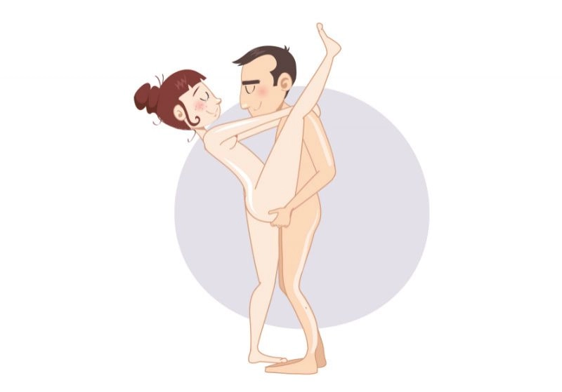 În picioare, cu un picior pe umăr — poziție sexuală ilustrată, dificultate avansată