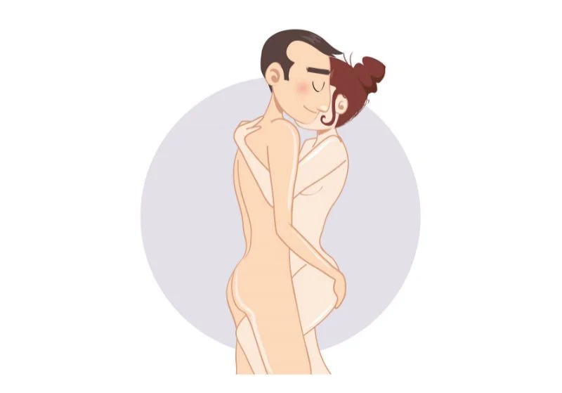În picioare, față în față — poziție sexuală ilustrată, dificultate ușoară