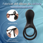 Buclele din silicon moale ale inelului, întinse cu mâna, și vedere din spate a capului cu relief concentric