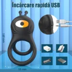 Inel vibrant cu telecomandă de 110 × 55 mm, cu încărcare prin cablu USB