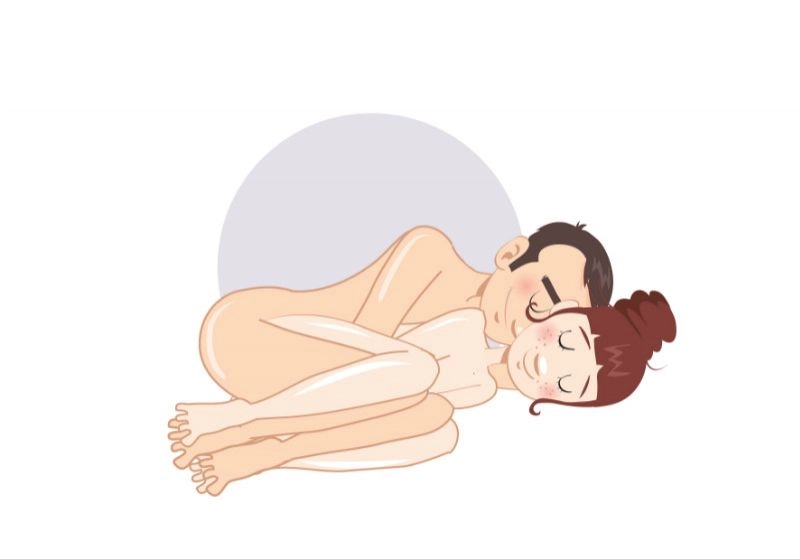 Lingurița strânsă — poziție sexuală ilustrată, dificultate ușoară