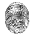 Intrarea răsucită, ca o rozetă, a masturbatorului tip cristal, sub carcasa cu fațete
