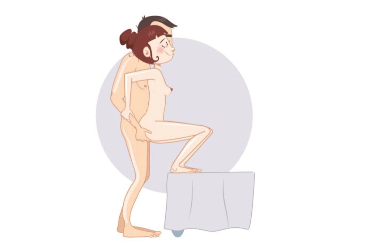 Pe la spate, cu un picior pe pat — poziție sexuală ilustrată, dificultate avansată