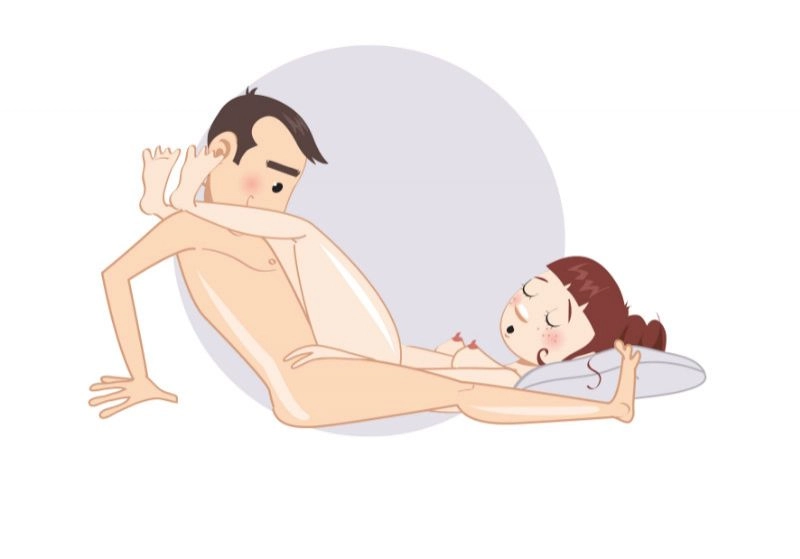 Șezlongul — poziție sexuală ilustrată, dificultate ușoară