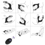 Desene cu modurile de purtare ale vibratorului pentru prostată, singur sau în cuplu