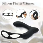 Vibrator pentru prostată din silicon flexibil, cu vârf texturat și inel dublu elastic
